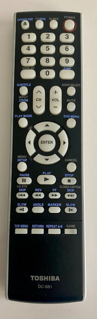 Toshiba OEM TV DVD Combo Remote Control Genuine Replacement DC-SB1